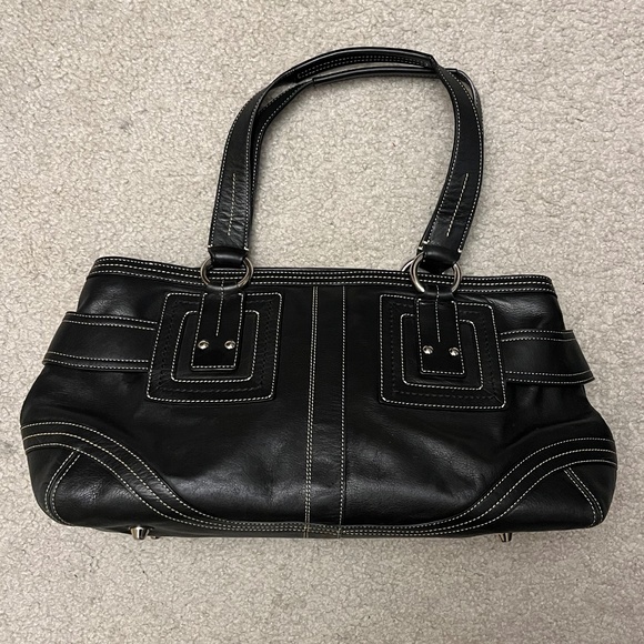 Coach Hampton Black Leather Tote Purse Handbag Satchel MO5S-2116 - Picture 2 of 7